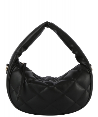 Quilted Puffy Hobo Shoulder Bag HG-0158M BLACK